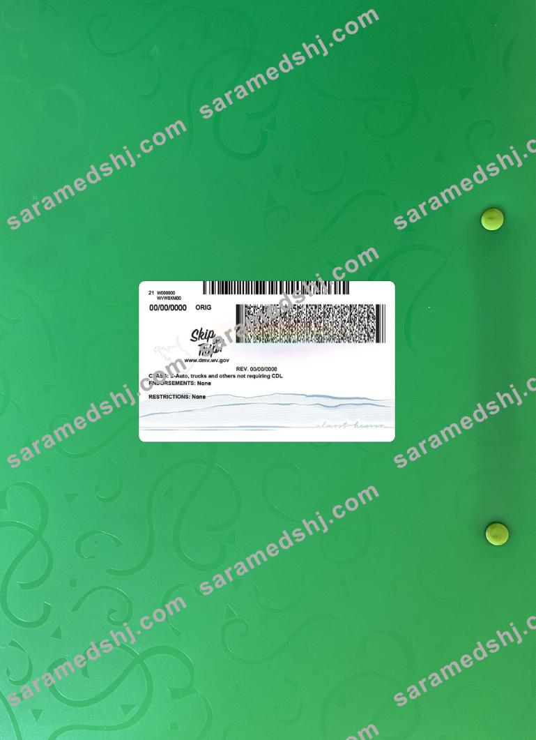 USA West Virginia driving license photolook 2023-present back